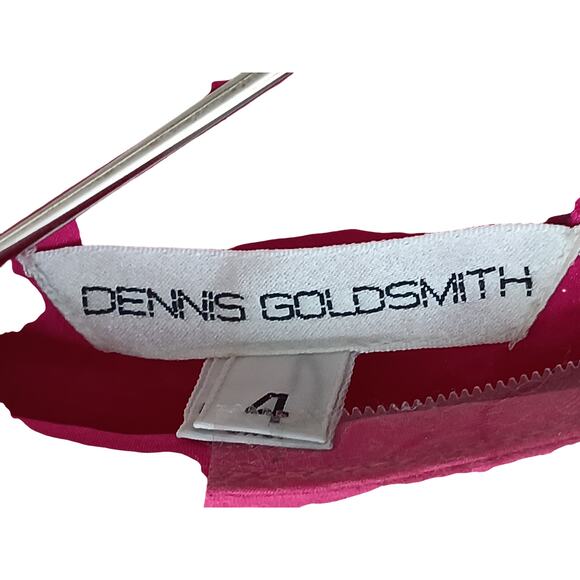 Vintage Dennis Goldsmith Pink Silk Swiss Dot Midi Dress Shoulder Pads SZ 4 - Picture 15 of 16